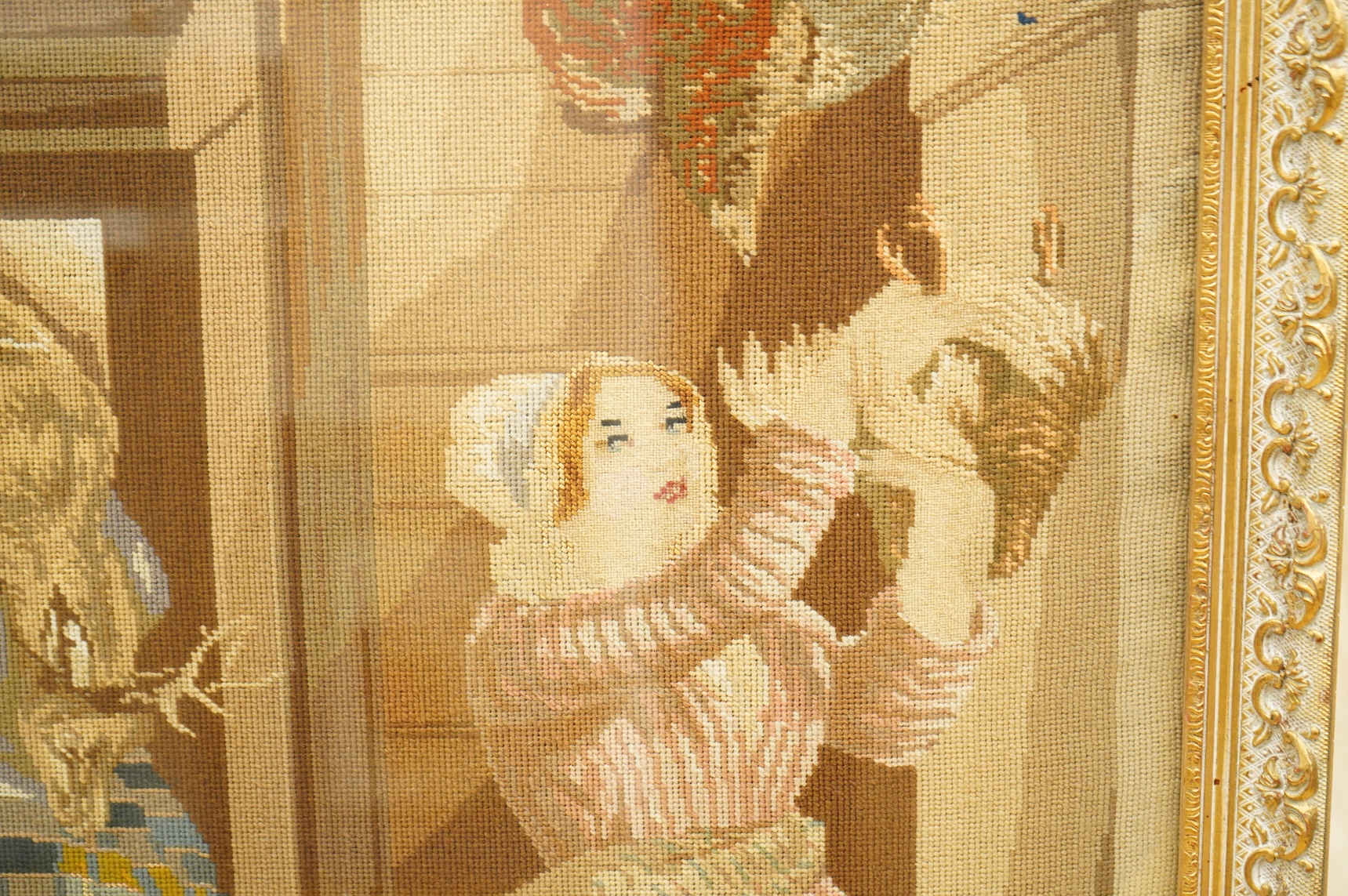 A late 19th century Berlin wool work, 'The Weighing of the deer', after John Frederick Taylor, sewn by a various female family members of the Nairns family of Fife.